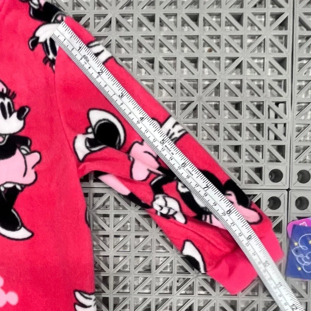 Disney Minnie Mouse Footed Pajamas Girls 18M Pink Cute Cozy Fleece Zip Up NEW